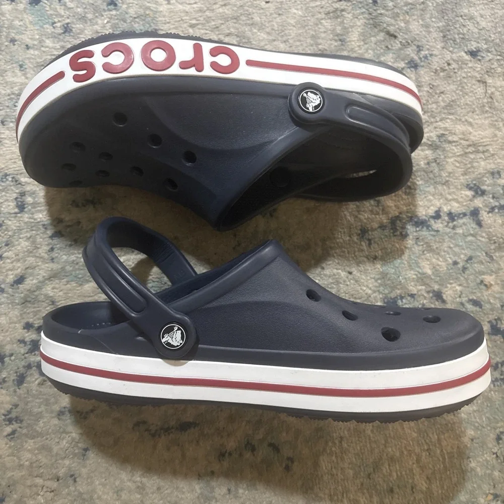 Crocs Bayaband Unisex Clogs Red White Blue Logo Mens 8 Womens 10 New
